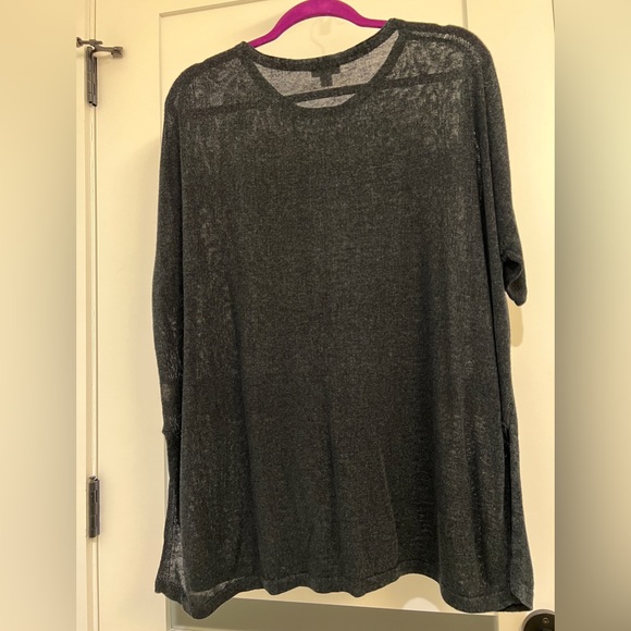 PureJill Linen-Rayon Blend Semi-Sheer Top Black LP - Picture 2 of 10